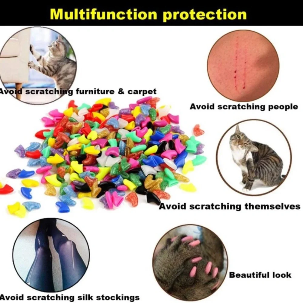 140pcs Cat Nail Caps, Soft Claws Nail Covers Claws with Glue and Applicators